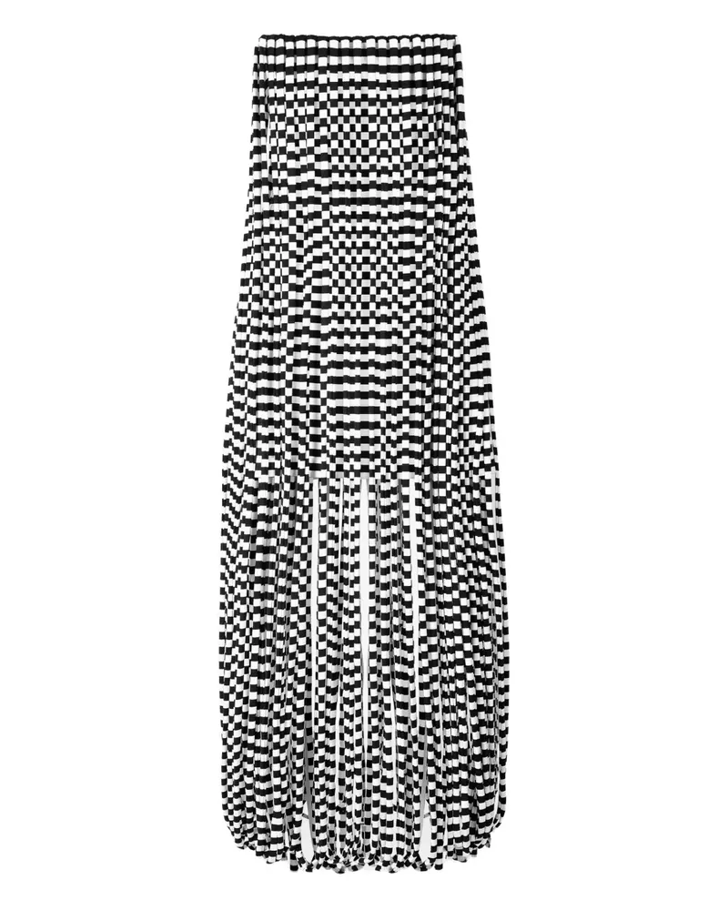 Ioana Ciolacu Gestreiftes Kleid mit Fransen - Weiß Weiß