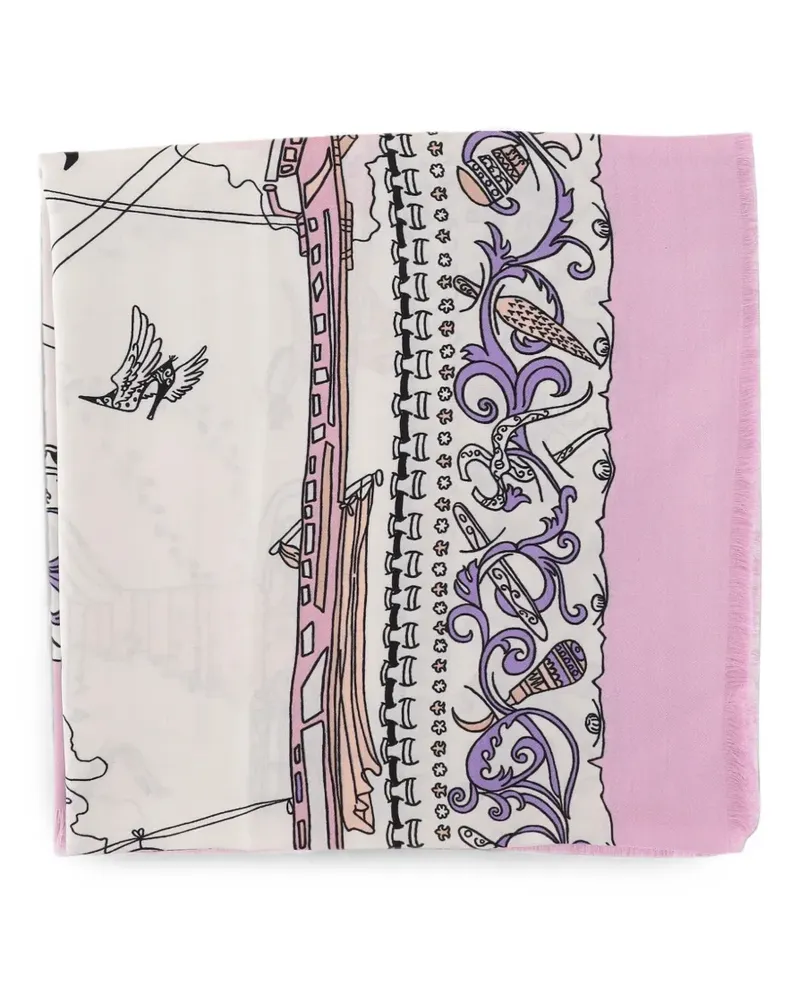 Ferragamo patterned frayed scarf - Nude Nude