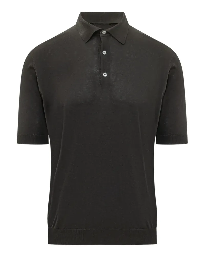 Filippo de Laurentiis short-sleeve silk polo shirt - Schwarz Schwarz