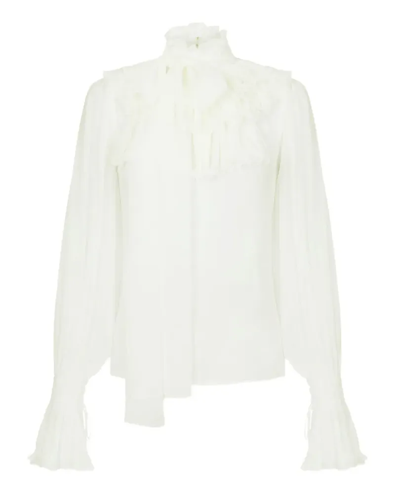 Elisabetta Franchi Bluse aus Georgette mit Gürtel - Weiß Weiß