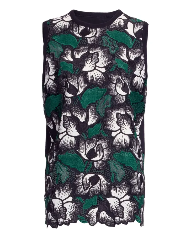 Elie Saab floral macramé top - Schwarz Schwarz