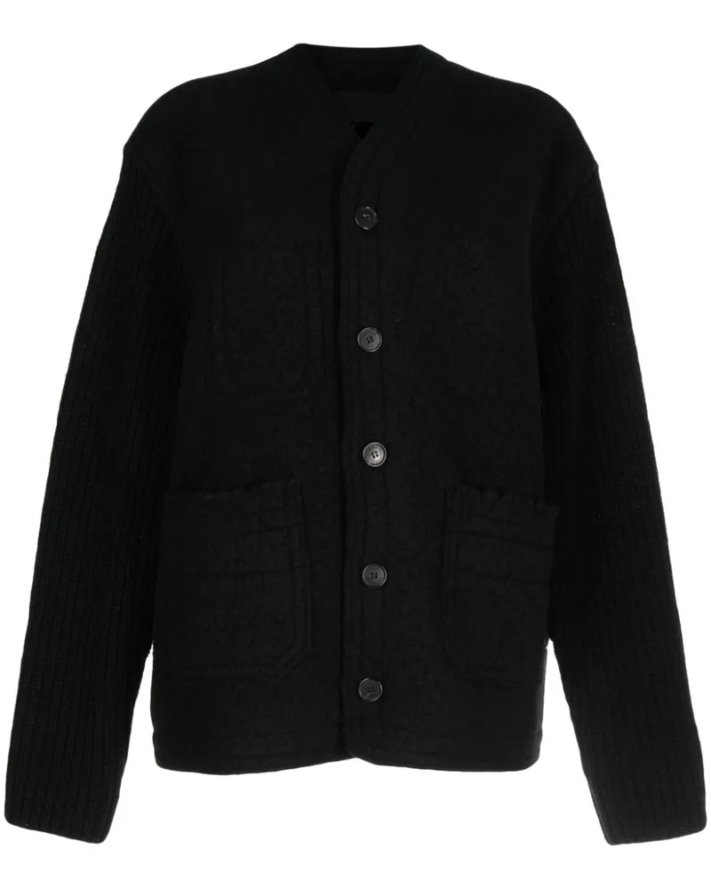 Isabel Benenato Geknöpfter Cardigan mit Einsätzen - Schwarz Schwarz