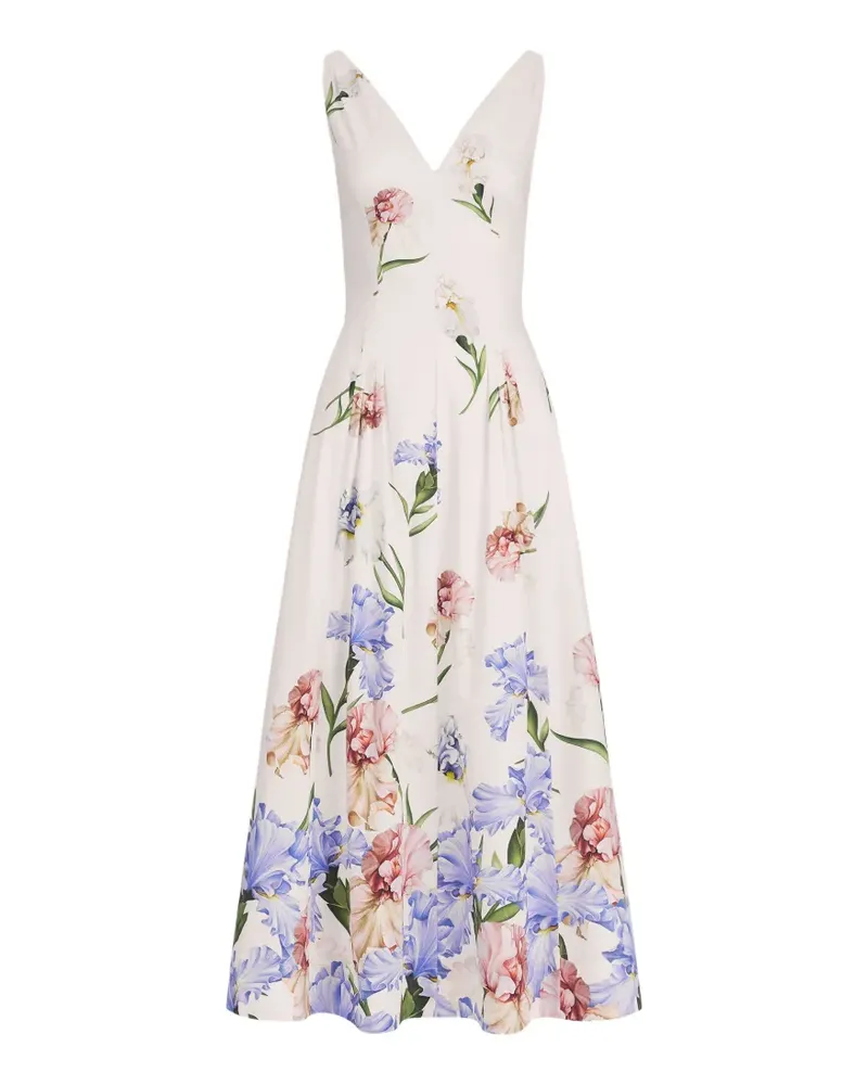 Oscar de la Renta Midikleid mit Iris-Print - Nude Nude