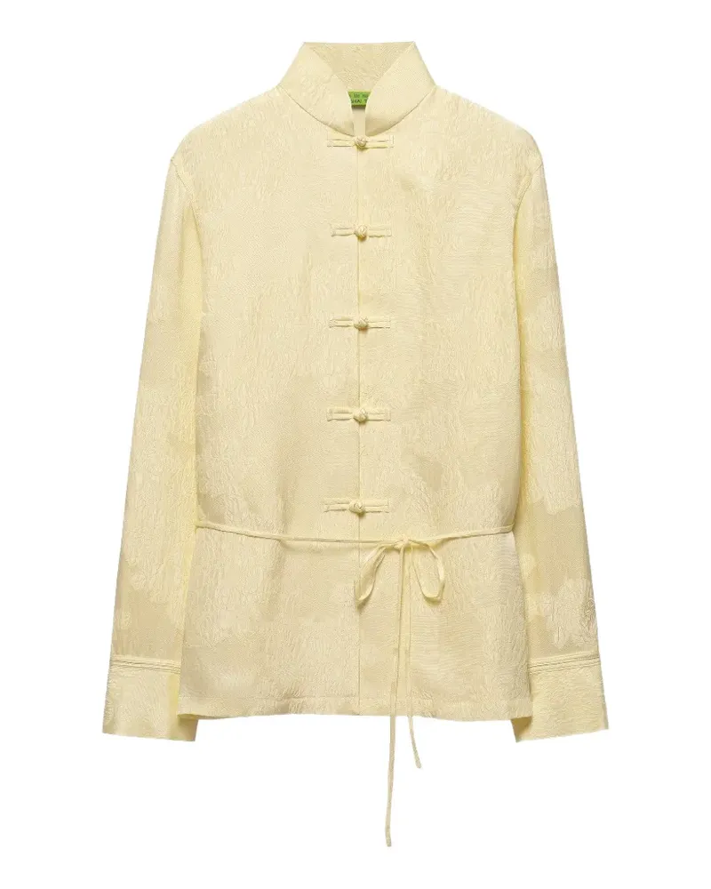 Shanghai Tang patterned-jacquard belted shirt - Gelb Gelb