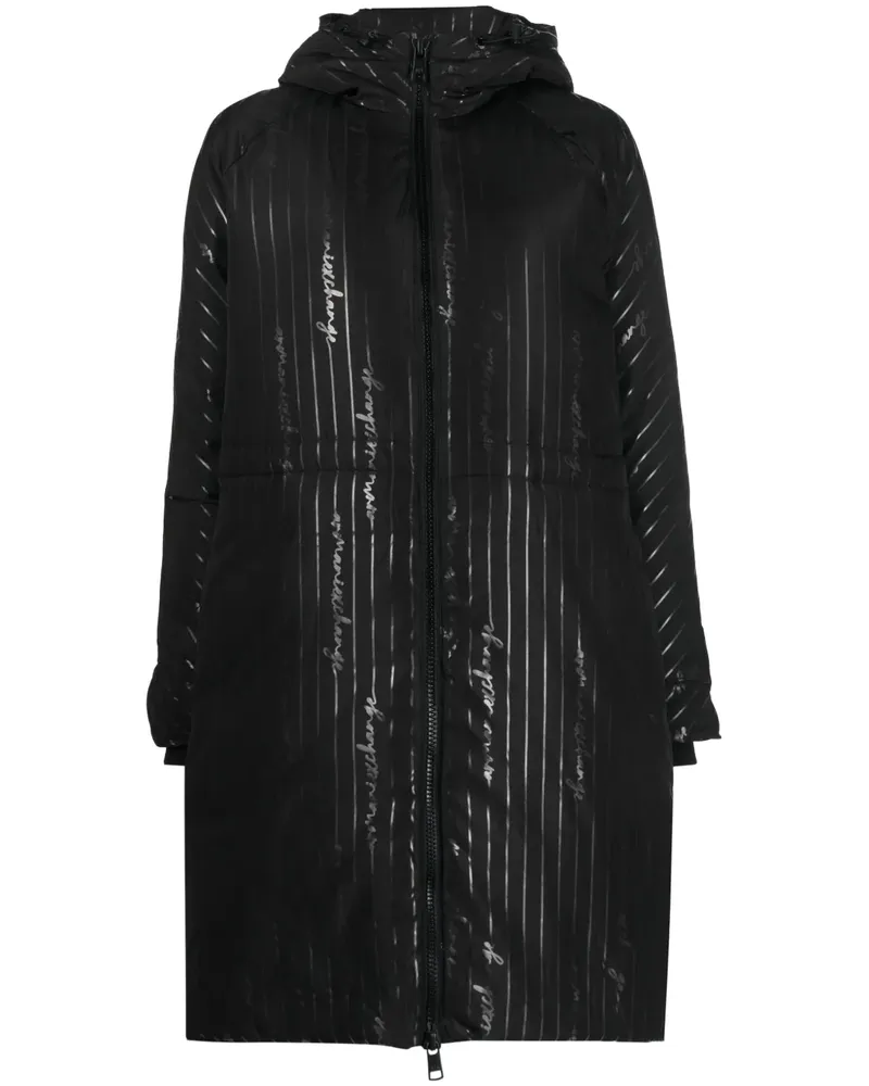 Armani Exchange Kapuzenmantel mit Logo-Print - Schwarz Schwarz