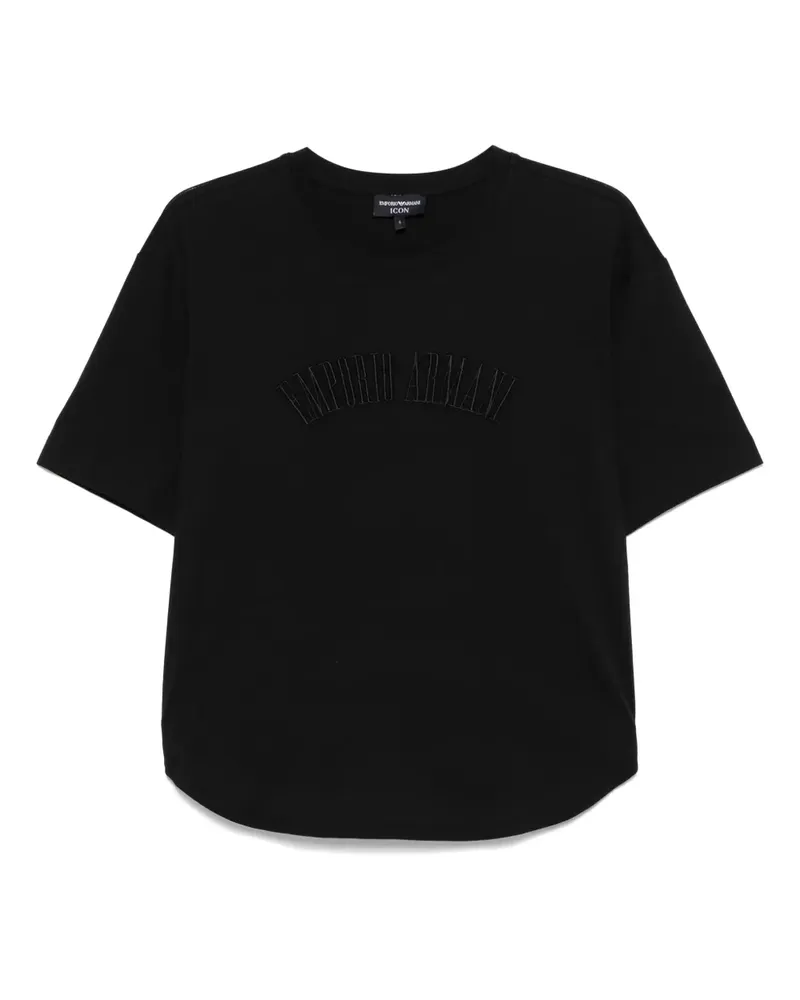Emporio Armani T-Shirt mit Logo-Stickerei - Schwarz Schwarz