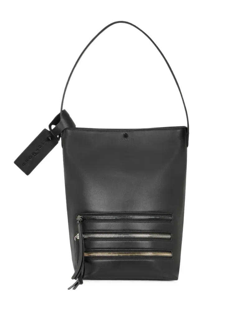 John Richmond Schultertasche mit dreifachem Reißverschluss - Schwarz Schwarz