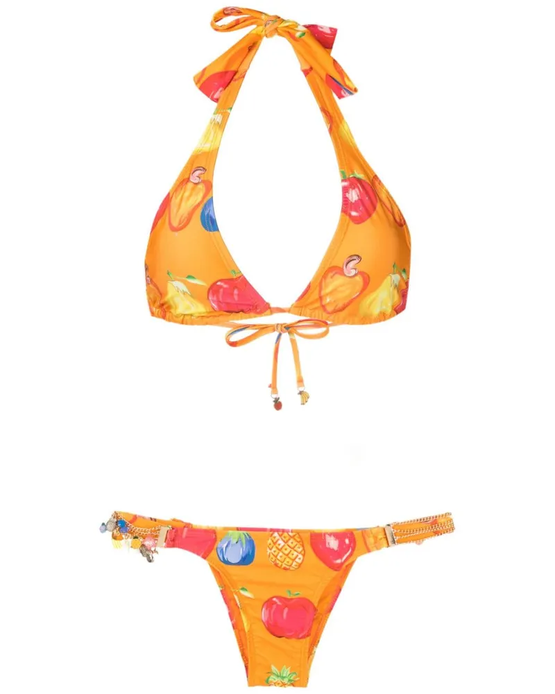 Amir Slama Bikini mit Früchte-Print - Orange Orange
