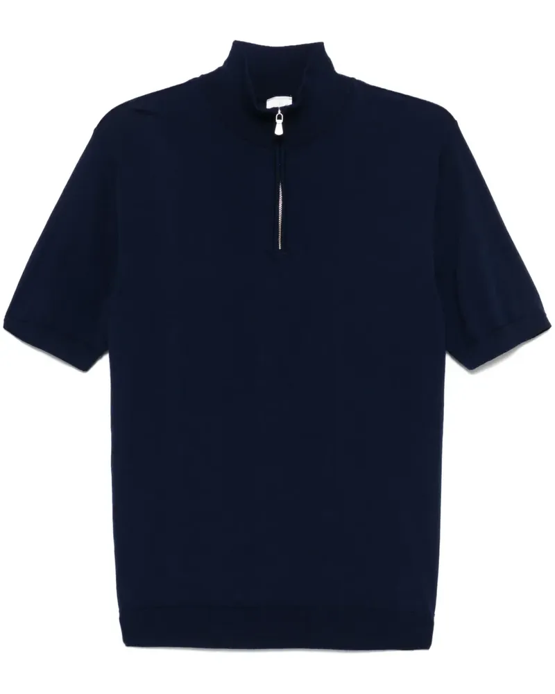 Eleventy Fein gestricktes Poloshirt - Blau Blau
