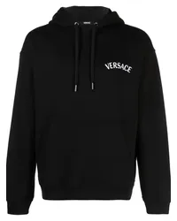 Versace Hoodie mit Logo-Stickerei Schwarz