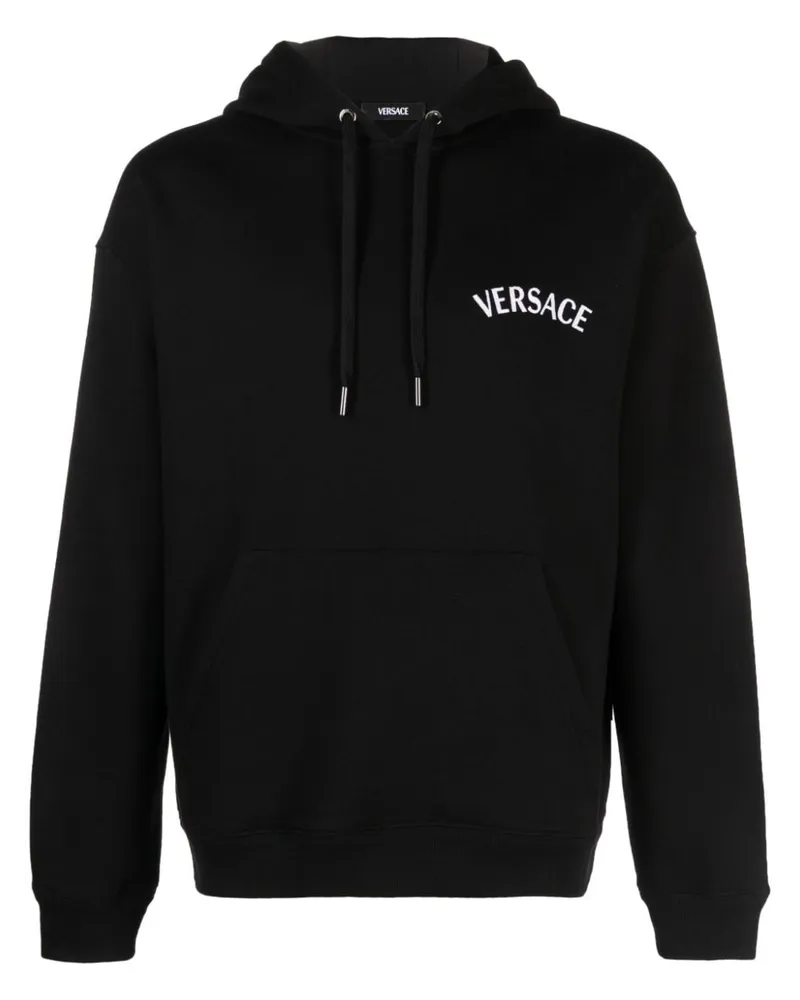 Versace Hoodie mit Logo-Stickerei Schwarz