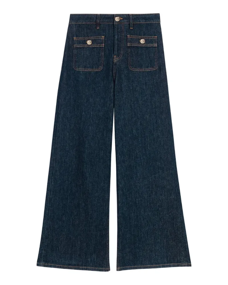 Maje patch-pocket cropped jeans - Blau Blau