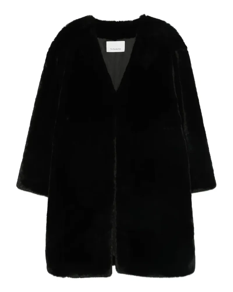 FRANKIE Shop Matera Mantel aus Faux Fur - Schwarz Schwarz