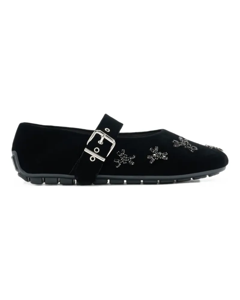 Simone Rocha embellished velvet ballet flats - Schwarz Schwarz