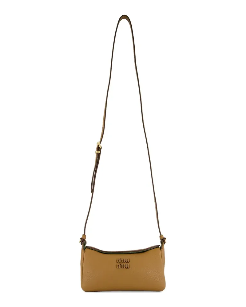 Miu Miu logo-plaque shoulder bag - Braun Braun