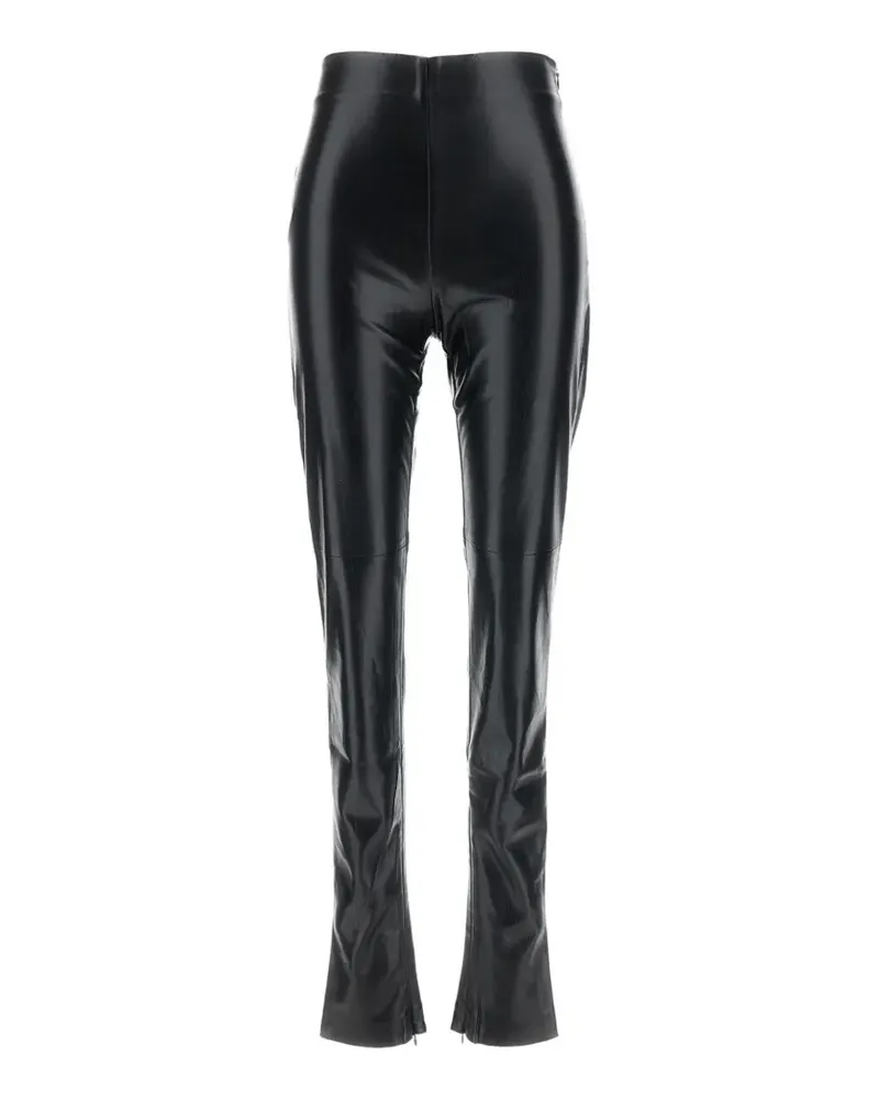 ANDAMANE Hose aus Faux-Leder mit Reißverschluss am Saum - Schwarz Schwarz