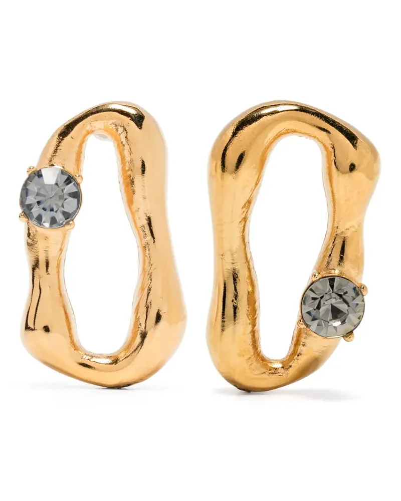 forte_forte Skulpturale Ohrringe mit Kristallen - Gold Gold