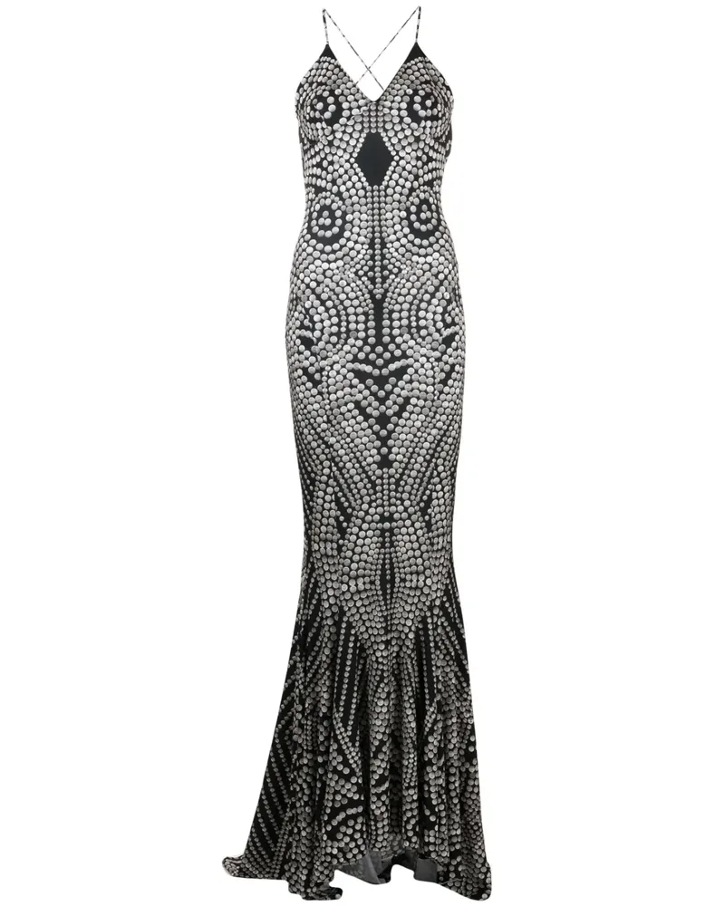 Norma Kamali Maxikleid mit Nieten-Print - Nude Nude