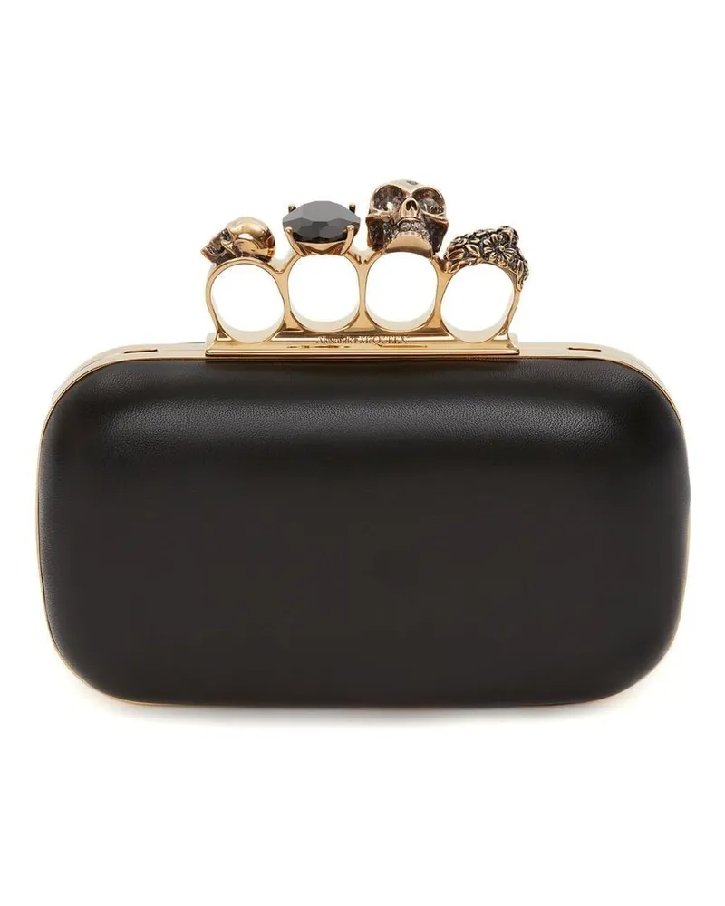 Alexander McQueen Clutch mit Schlagring-Griff Schwarz