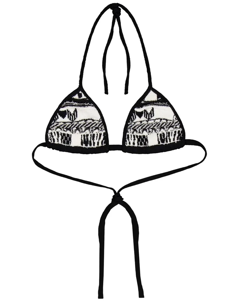 Laneus Bikinioberteil mit Intarsien-Logo - Schwarz Schwarz