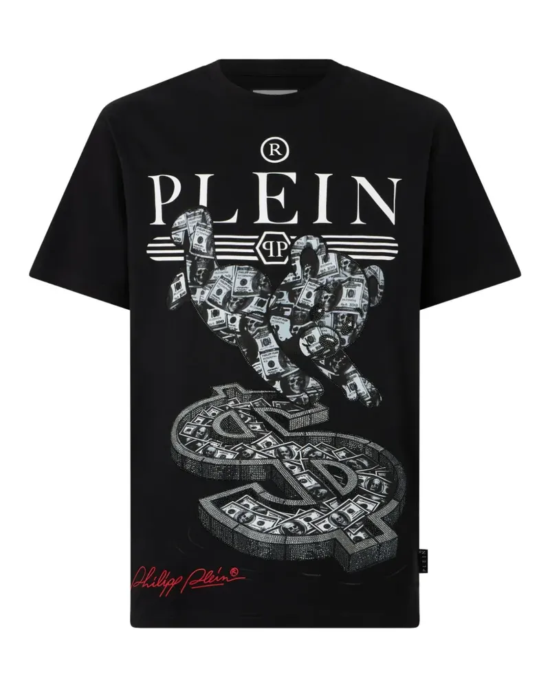 Philipp Plein T-Shirt mit kristallverziertem Teddymotiv - Schwarz Schwarz