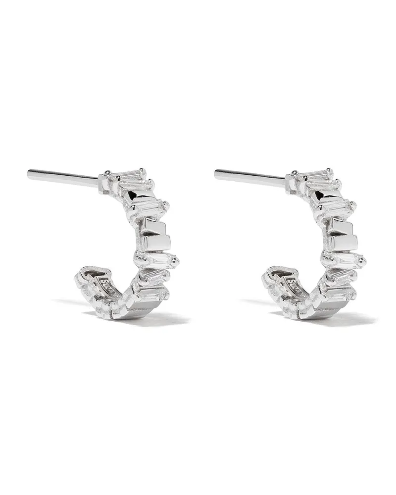 Suzanne Kalan 18kt Weißgoldcreolen mit Diamanten - Silber Silber