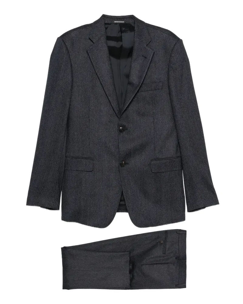 Emporio Armani Anzug mit Fischgrätenmuster - Grau Grau