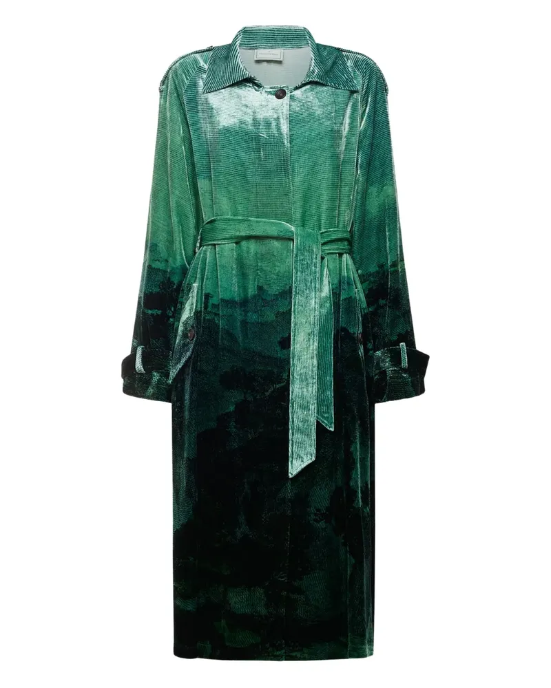 Pierre-Louis Mascia landscape-print velvet coat - Grün Grün