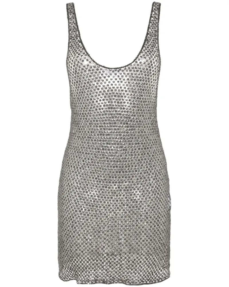 ATTICO Mesh-Midikleid mit Pailletten - Silber Silber