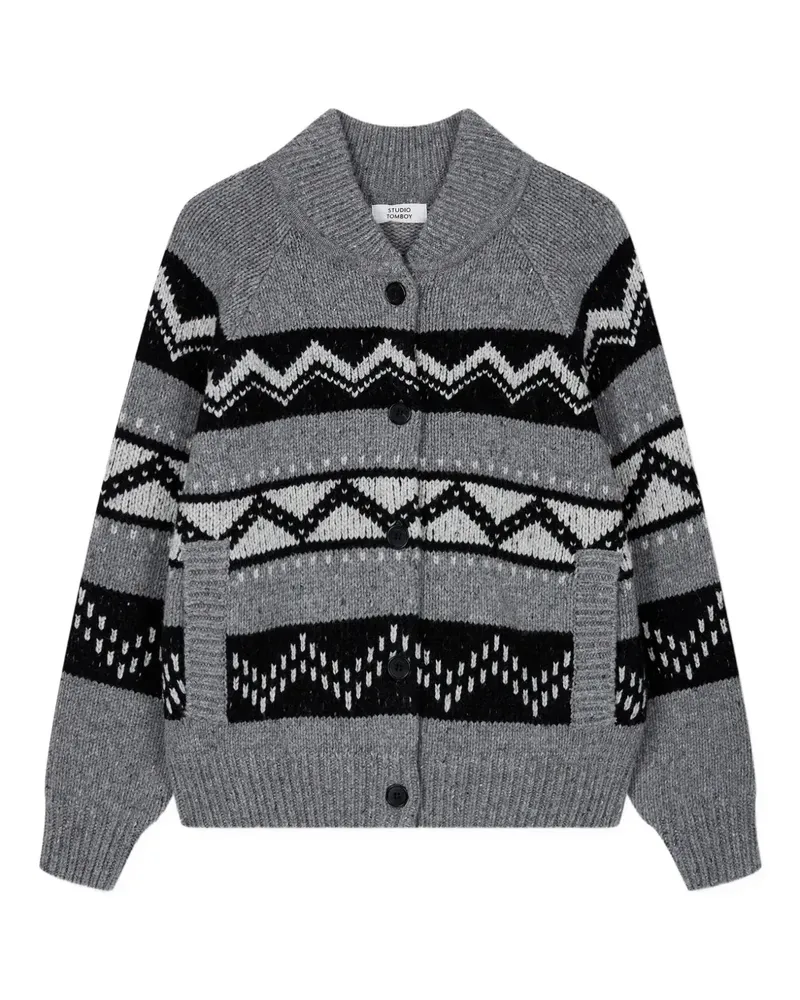 STUDIO TOMBOY fair isle-knit cardigan - Grau Grau