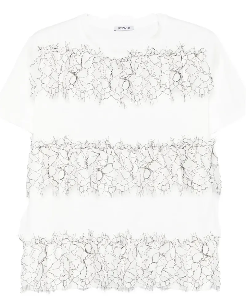 Parlor T-Shirt mit Spitzenband - Weiß Weiß