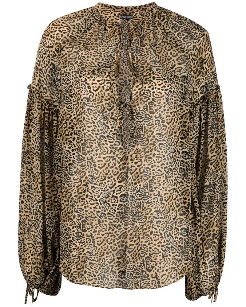 WANDERING Bluse mit Leoparden-Print - Nude Nude