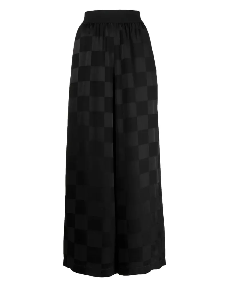 Uma Wang Weite Hose mit Schachbrettmuster - Schwarz Schwarz