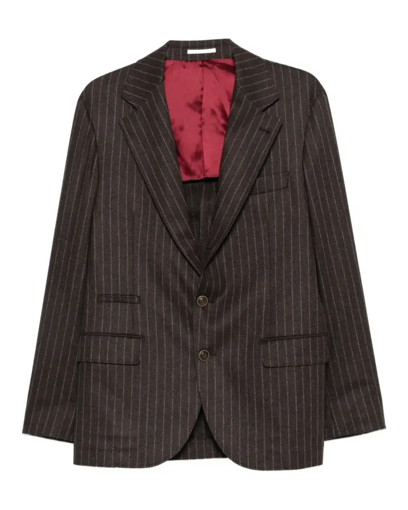 Brunello Cucinelli pinstripe peak-lapel blazer - Braun Braun