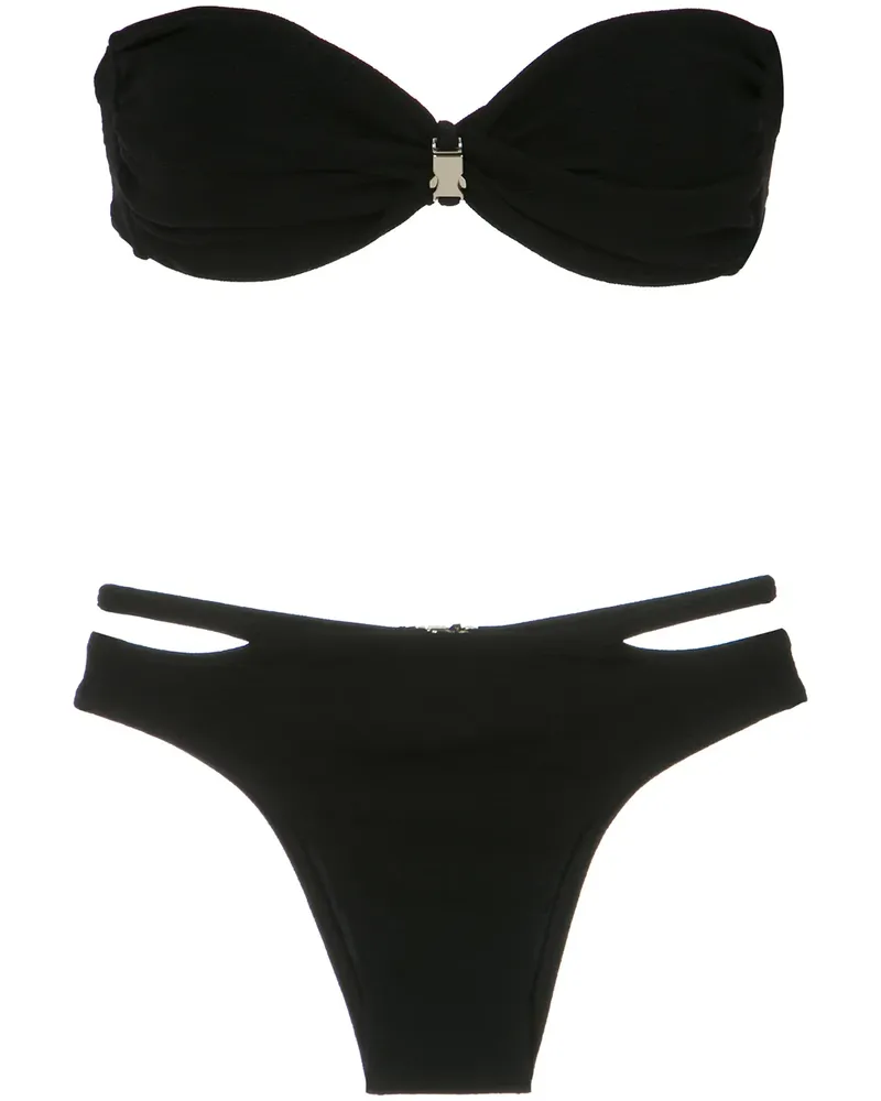 Amir Slama buckle bandeau bikini ser - Schwarz Schwarz