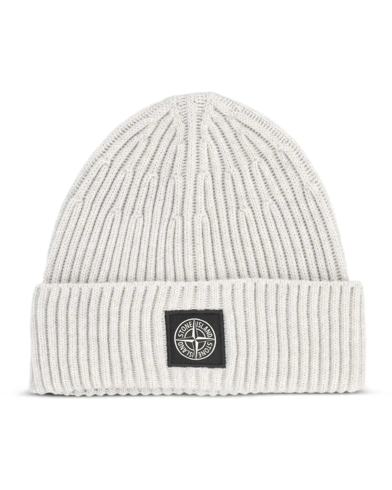 Stone Island logo-patch beanie hat - Grau Grau