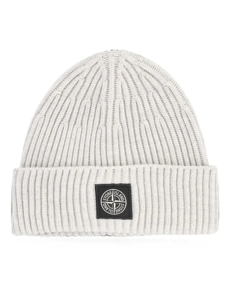 Stone Island logo-patch beanie hat - Grau Grau