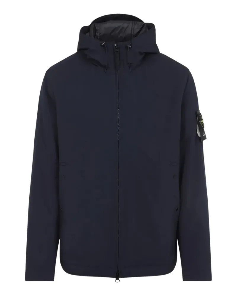 Stone Island Kapuzenjacke mit Logo-Patch - Blau Blau