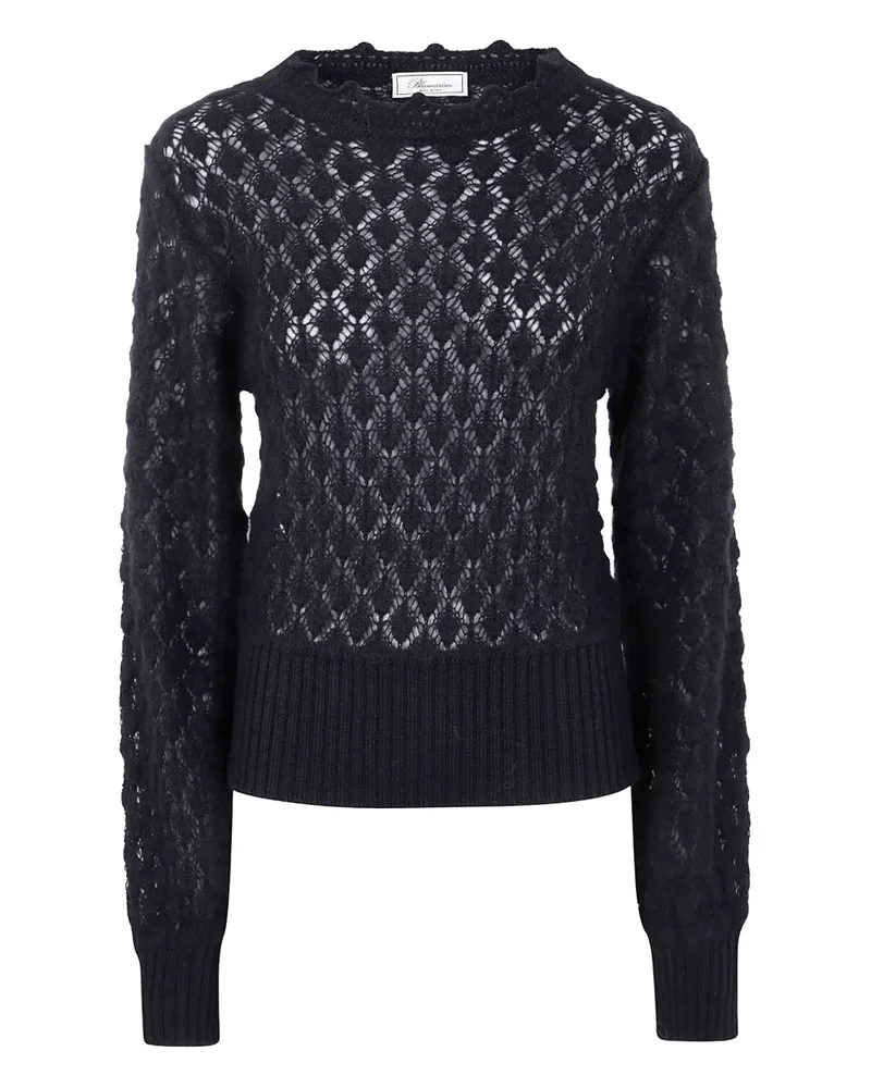 Blumarine Pullover mit Lochstrickmuster - Schwarz Schwarz
