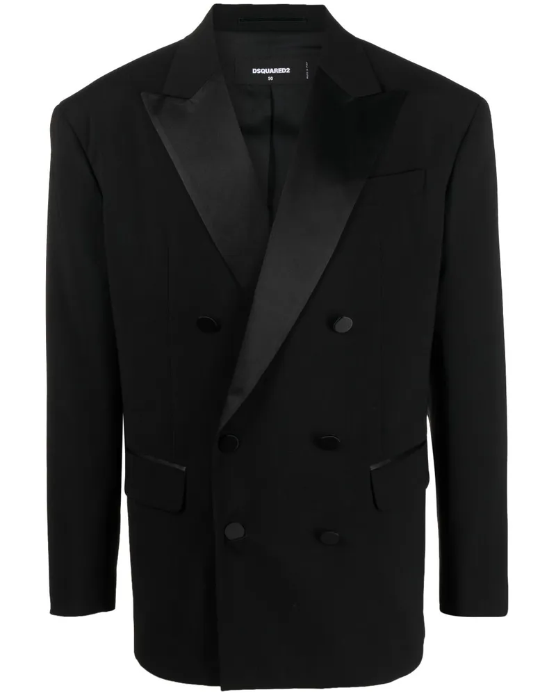 Dsquared2 Doppelreihiges Sakko mit Seidenrevers - Schwarz Schwarz