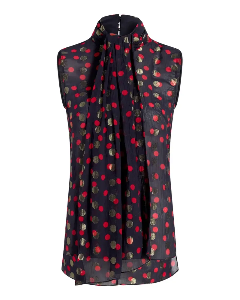 Adam Lippes Swayze polka-dot scarf-neck top - Blau Blau