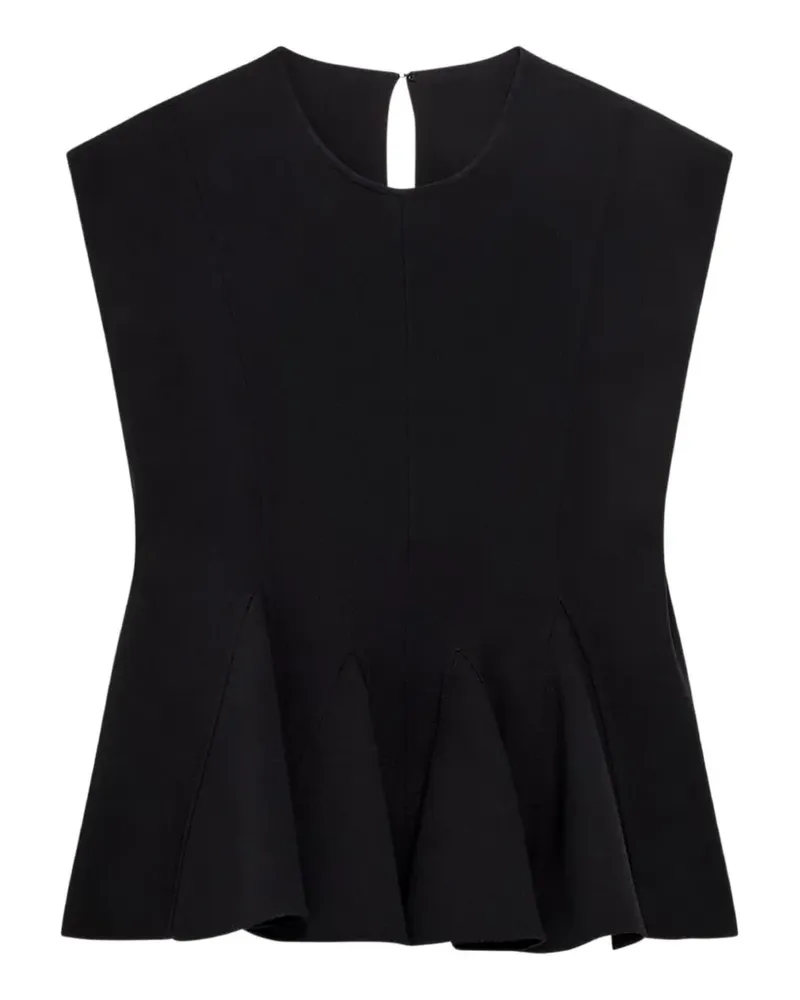 Another Tomorrow double-face godet top - Schwarz Schwarz