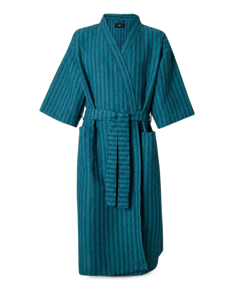 Hay Karierter Bademantel mit Waffelstrick - Blau Blau
