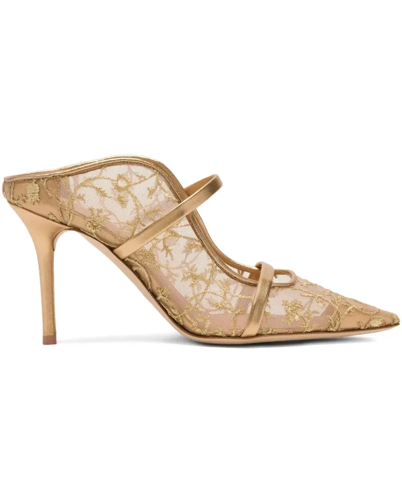 Malone Souliers Maureen Mules mit goldfarbener Blumenstickerei Gold