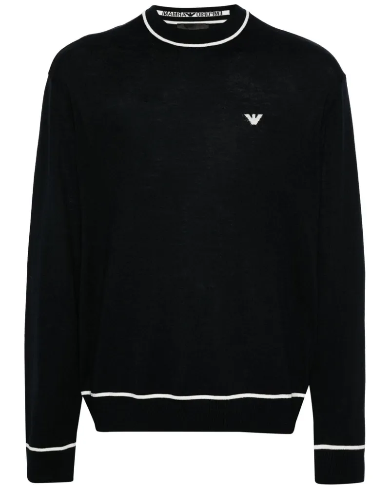 Emporio Armani Jacquard-Pullover mit Logos Blau