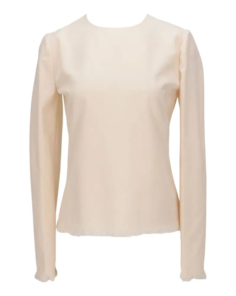 Tom Ford frayed-edge long-sleeve top - Nude Nude