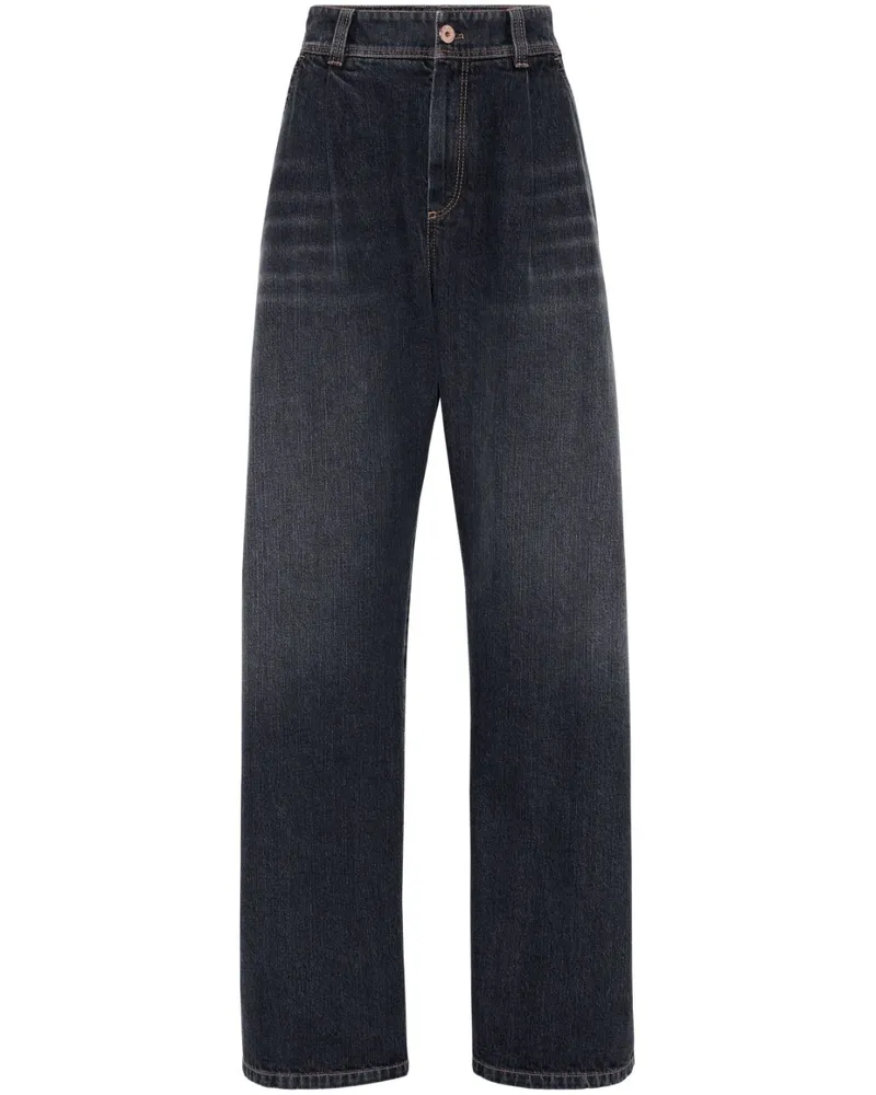 Brunello Cucinelli Weite High-Rise-Jeans - Schwarz Schwarz