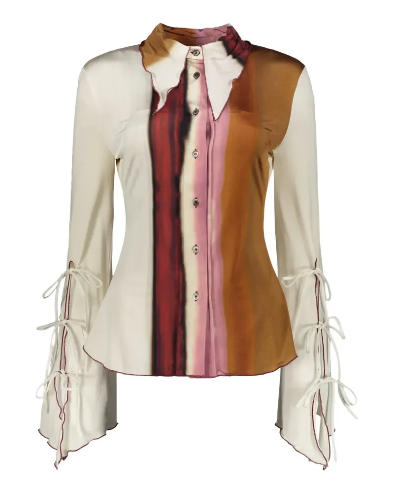 ELLERY striped tie-sleeve blouse - Weiß Weiß