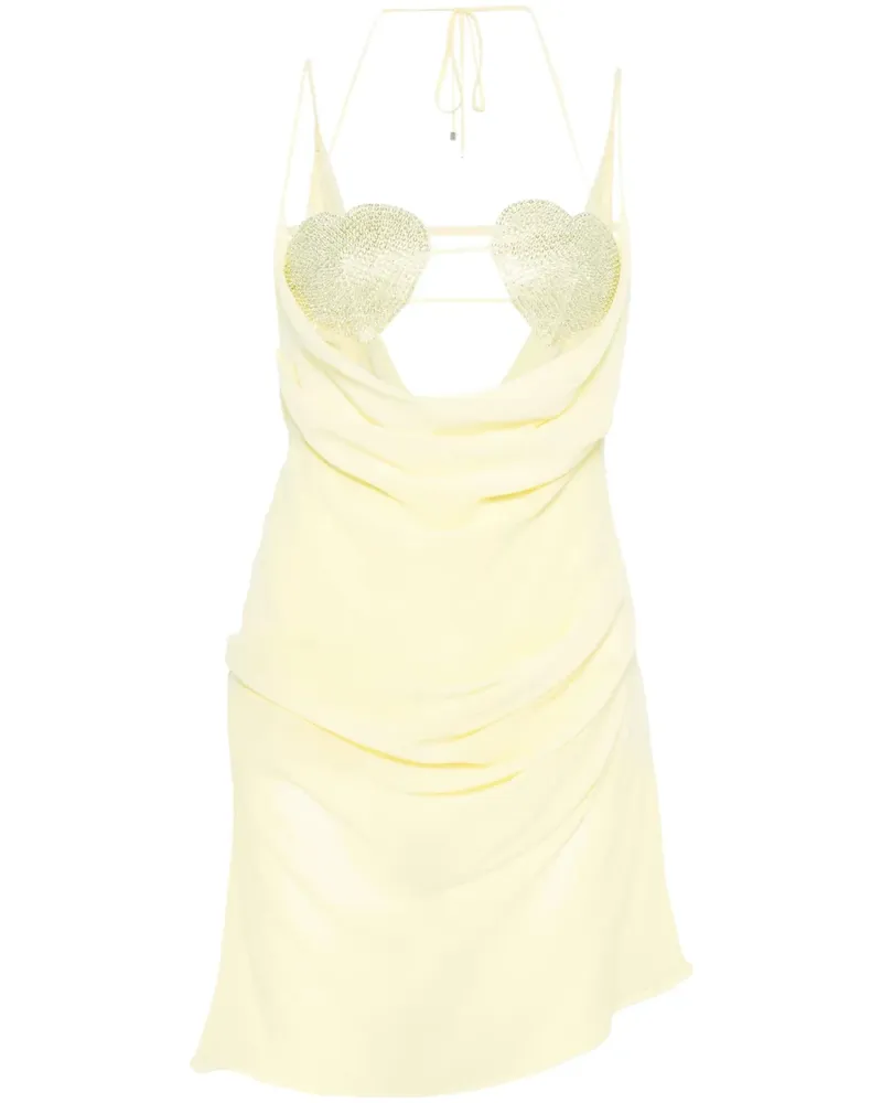 Blumarine Eingebautes Georgette-Minikleid mit BH - Gelb Gelb