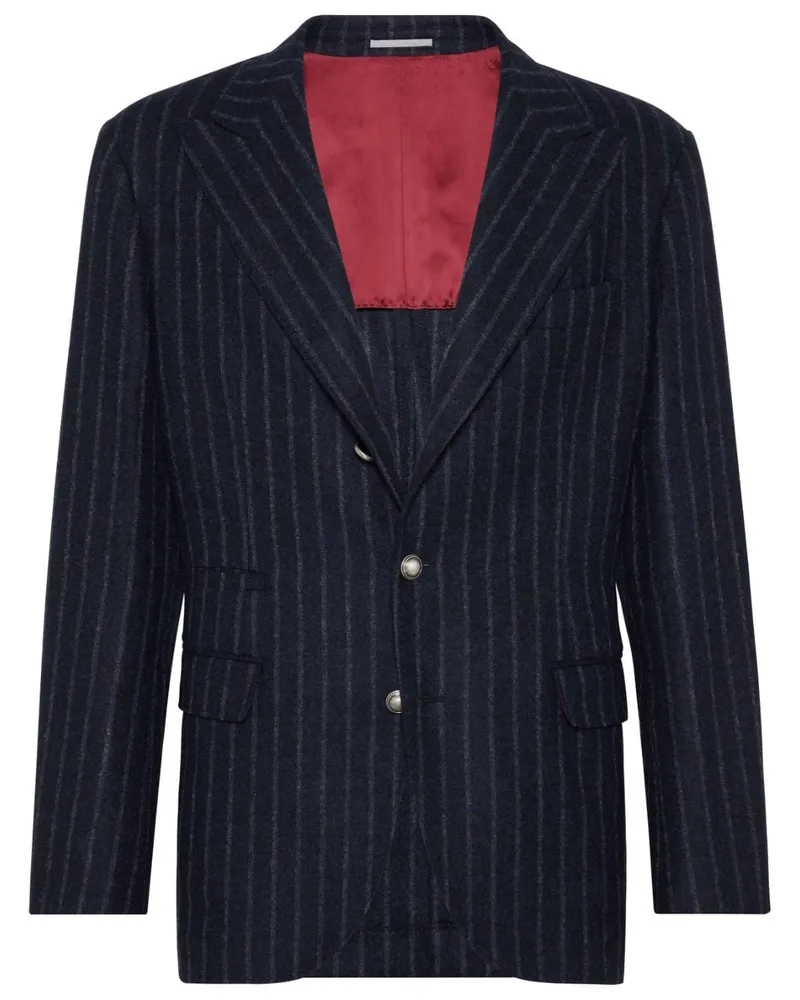 Brunello Cucinelli Gestreiftes Sakko - Blau Blau